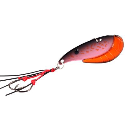 China New Lead+Brass VIB Metal Fishing Lures 7g Blade Sinking Spoon Fishing Lure Bass Artificial Bait With Jig Aid Hook Rubber Skirt for sale