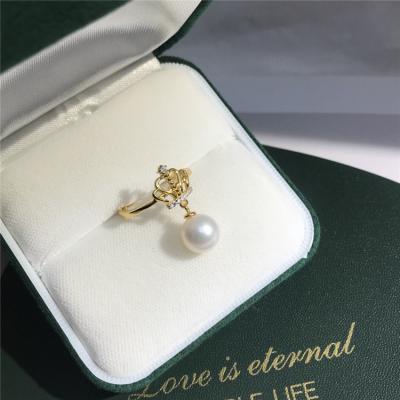 China Korea Natural Fine Jewelry 9MM 925 Sterling Silver Rings Drop Dendant Rings Style Jewelry Design Crown Pearl Fashion TRENDY Pearl New for sale