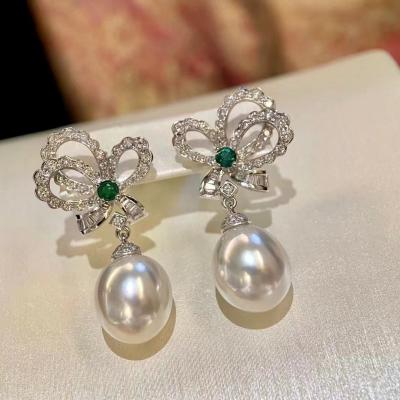 China New Vintage Shiny Best Quality Trendy Cool Waterpearl Stud Earrings Drop 925 Sterling Silver Stud Earrings for sale