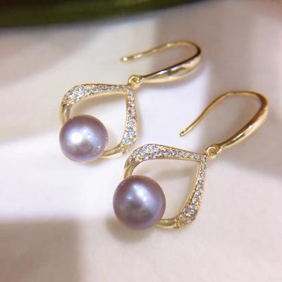 China Wholesale High Quality Vintage 925 Sterling Sliver 18K Gold Plated Pearl Stud Earrings For Women for sale