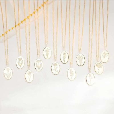 China CLASSIC holesale Custom 18K Gold Plated Irregular Month Flower Stainless Steel Charm Jewelry Birthstone Pendant Necklace for sale