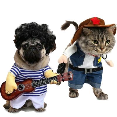 China Viable Funny Cosplay Costume Multiple Styles Available Wig T-Shirt Set For Cat Dog Party Halloween Pet Puppy Dog Clothes for sale