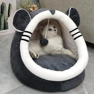 China New Autumn Winter Multifunctional Washable Pet Bed Pet Kennel Cat House Cat House Plush Bed Breathable Soft Round Soft Cat Bed for sale