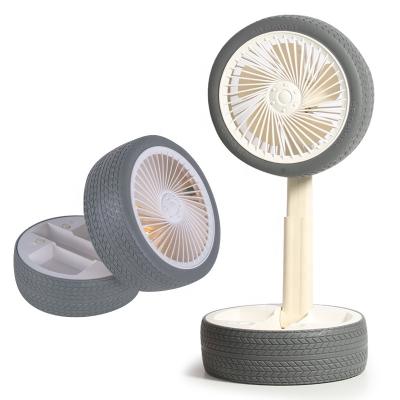 China Mini Air Cooling Tire Small Fan USB 3.7V Multi-direction Air Supply Folding Mini Foldable Chargeable Table Fan for sale