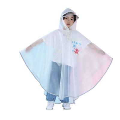 China Fashion Simple Style EVA Environmental Protection Raincoat Healthy Customized Transparent Kids Raincoat For Rainy Outdoor for sale