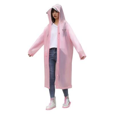 China 2022 Hot Selling Light Weight Fashion Factory Supply EVA Big Brim Adult Waterproof Raincoats For Women Rain To Wear Reusable Customized for sale