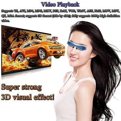 China A8 Processor 1GB Memory 8GB NAND Flash Storage Device 98” Virtual Screen Full HD 1080p 3D Video Glasses Supports HDMI for sale