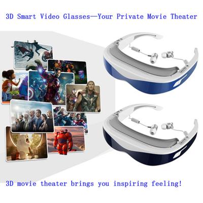 China A8 Processor 1GB Memory 8GB NAND Flash 98 inches Virtual Reality 1080P Virtual Screen Display 3D Video Glasses for sale