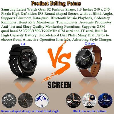 China MTK2502C 128M 1.3-Inch 240 x 240 Pixels High Definition IPS Round-shaped Screen Smart Watch Phone for sale