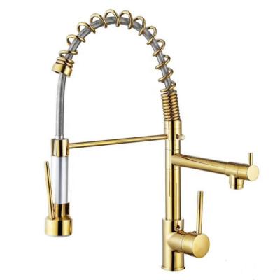 China Modern Gold Kitchen Faucet With Single Handle Pull Down Kitchen Faucet With Sprayer For Kitchen Sink Faucet for sale