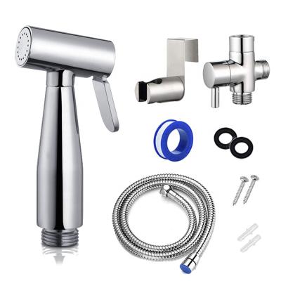 China With Diverter 304 Stainless Steel Brushed Nickel Shattaf Sprayer Toilet Handheld Bidet Set With T-Valve for sale