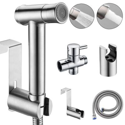 China 304 Stainless Steel Bathroom Shattaf Chrome Portable Handheld Bidet Sprayer Needle Set For Toilet for sale