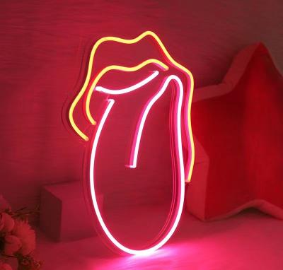 China Central Institute of Buildings Statistics Style Beautiful LED Wall Lamp LED Strip Flamingo Cat Lip Star Cloud Night Neon Light for Room Decor Wedding Birthday for sale