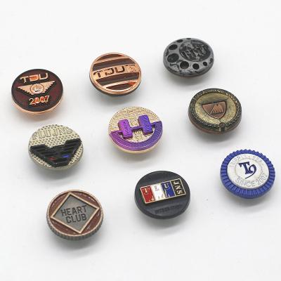 China Washable High Quality Buttons Factory Jean Button Custom logo Embossed Metal Jeans Button For Clothing for sale