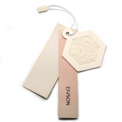 China Sustainable Cheap Custom Design Printing Name Logo Paper Garment Hangtag Labels Clothing Hang Tags with String for sale