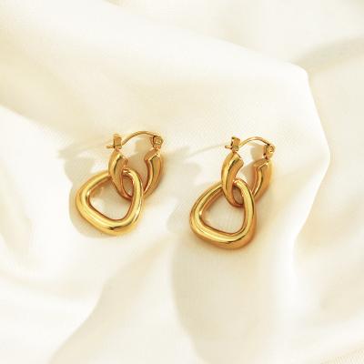 China TRENDY Fashion Jewelry 18K Gold Plated Geometric Stainless Steel Earrings Non Tarnish Jewelry for sale