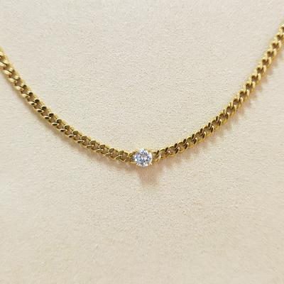 China Trendy Women's Jewelry 18K Zirconia Gold Plated Stainless Steel Cuban Necklaces Chain IVIAPRO Necklace for sale