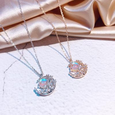 China TRENDY Fashion Jewelry 925 Sterling Silver Moon Stone Moon Necklace For Women for sale