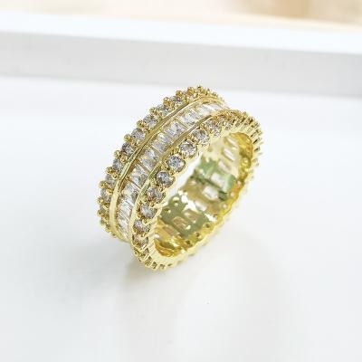 China New Arrival Fashion Jewelry FASHION Full Baguetter Stones 18k Zircon Gold Plated Wedding Rings for sale