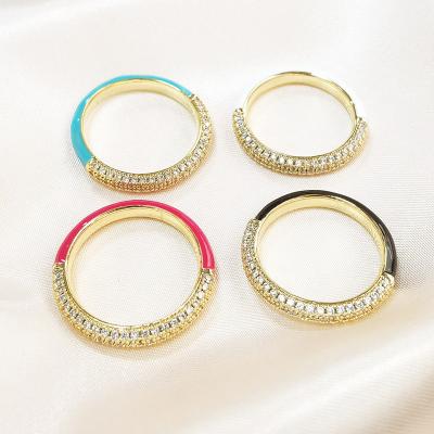 China New Arrival TRENDY Fashion Jewelry Gold Plated Colorful Oil Drip Zircon Ring for sale