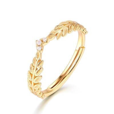 China TRENDY New Arrival Gold Plated Fashion Olive Branch S925 Sterling Silver Ring for sale