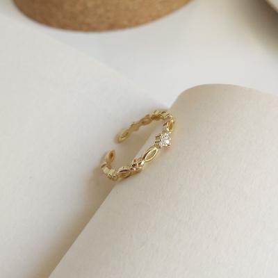 China TRENDY 925 Silver Gold Plated With Thin CZ Knuckle Tail Midi Finger Opening Ring for sale