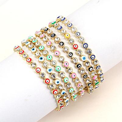 China Fashion TRENDY Jewelry New Arrival Brass 18K Gold Plated Cubic Zircon Evil Eye Bracelets for sale