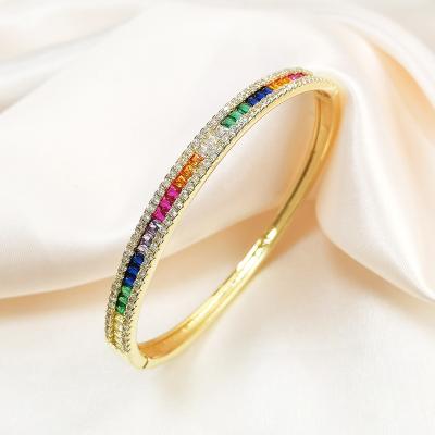 China Fashion TRENDY Jewelry Brass 18K Gold Plated Colorful Zircon Bracelets For Women for sale