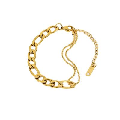 China New Arrival FASHIONABLE Gold Plated Stainless Steel Figaro Chain Bracelet for sale