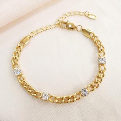 China IVIAPRO TRENDY Jewelry Trendy High End Gold Plated Zircon Pave To Limit Stainless Steel Bracelets For Women for sale