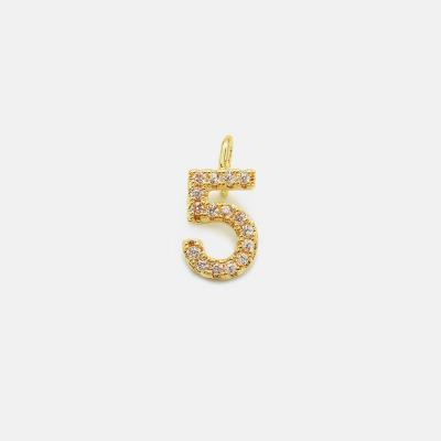 China TRENDY Fashion Jewelry Brass Gold Plated 18K Zircon Number Charms DIY Jewelry Accessories for sale