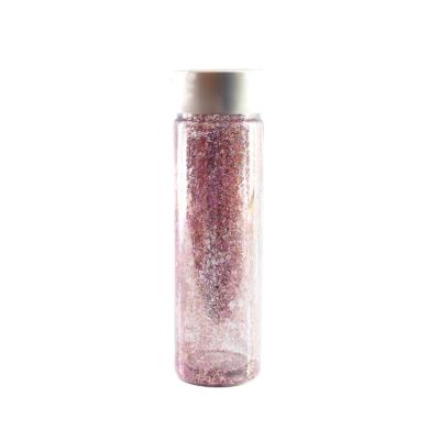 China Double 550ML Viable Wall BPA Free Glitter Water Bottle Custom Logo Plastic Drinking Water Bottle For Kid for sale