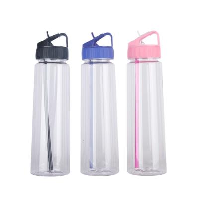 China Hot sale 830ml sustainable hot sale bpa free drinking plastic water bottle with straw for sale