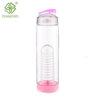 China Double Wall 680ml Sustainable Hot Selling Plastic Water Bottle Infuser Fruit Juice Bottle for sale