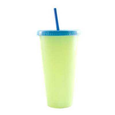 China New 2020 Colors Viable Changing Plastic Cup Tumbler Plastic Tumbler With Straw for sale