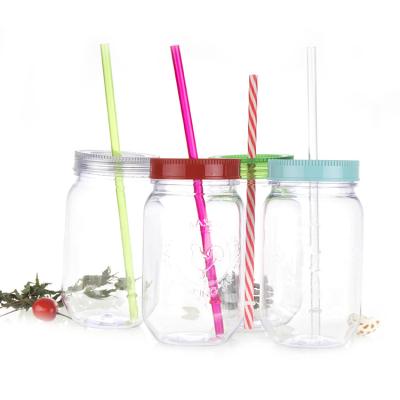 China Freshness Preservation 800ml Drink Bottles With Lid Straw Summer Summer Ice Cream Fruit Cold Drinking Plastic Jar With Handle for sale