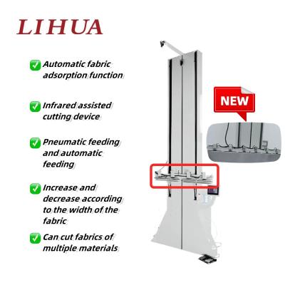 China Máquina de corte vertical de tejidos recientemente mejorada Seis dispositivos de sujeción incluidos para cortar en venta