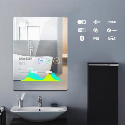 China Dimmable magnifying hotel room, LED backlit full length mirror, smart mirror and lamp for rectangular bathroom for sale