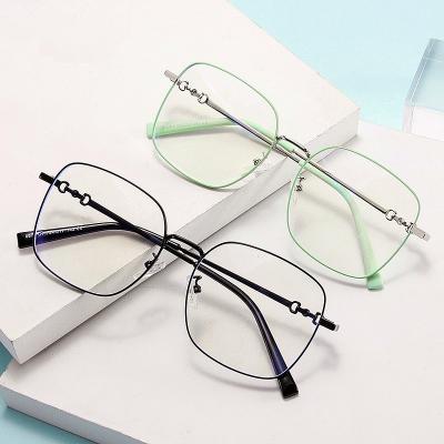 China For Computer Glasses 2021 Wholesale Custom Squares Fashion Metal Computer Glasses Retro Frames Anti Blue Light Glasses For Women for sale