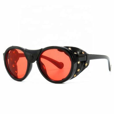 China Fashion Sunglasses Shape Sunglasses 2021Hot Selling Vintage Around Small UV400 Sun Glass Sunglasses Men Round Steampunk Sunglasses for sale