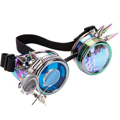 China Wholesale Vintage Party Sunglasses Fashion Cosplay Party Unisex Sunglasses Rivet Steampunk Kaleidoscope Glasses for sale