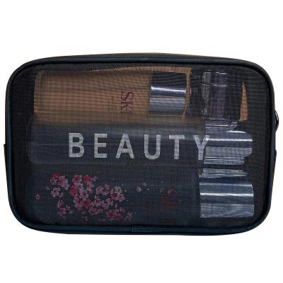 China Fashion Europe and the United States Portable Red Makeup Brush Storage Bag Single Mouth Envelope Mesh Makeup Bag for sale