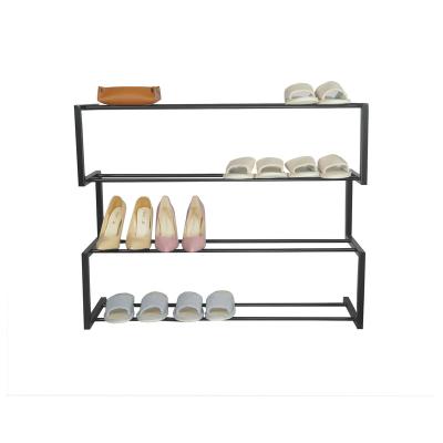 China Light Luxury Golden Shoe Rack Iron Looks Shoe Rack Metal Creative Modern Simple European Popular Household Convertible Good for sale