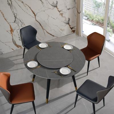 China Simple Modern Foldable Rock Slab Dining Table Set French Luxury Classic Elegant Style Circle Dining Table Set for sale