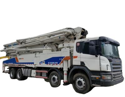 China Hotels perfect condition used pump second hand zoomlion 56m concrete pump mixer truck for Scania for sale