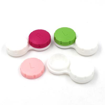 China Durable hot sale fashion colorful contact solution bottle double contact lens cases for promotion contact lens for sale