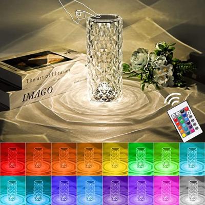 China Modern Cheap Led Rose Crystal Table Lamp 16 Colors Changing RGB Led Crystal Diamond Table Lamp for sale