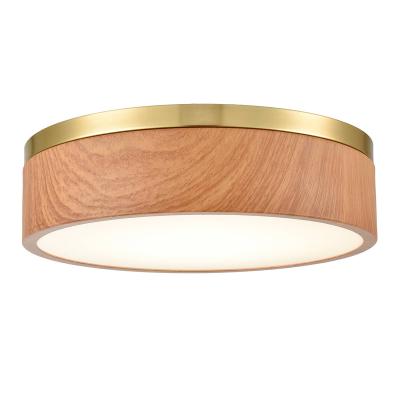 China Other Custom Luxury Home Decor Modern Brass Led Mount Ceiling Light Wood Grain Round Light For Living Room for sale