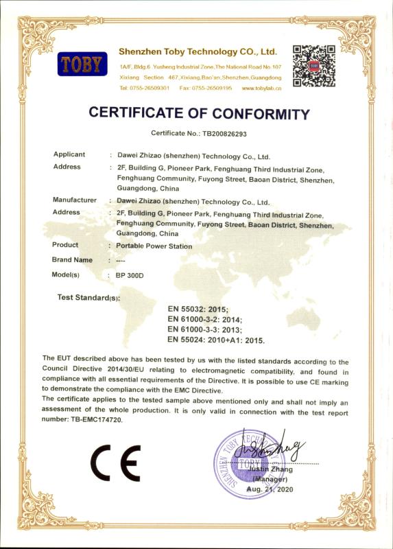 CE - Shenzhen Dawei Innovation Co., Ltd