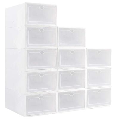 China 3layers Drawer Sustainable Transparent Shoe Boxes Stackable Foldable Shoe Crate Plastic for sale